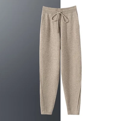 Hombres Cachemira Tejido Prendas de Punto Pantalones con Bandas al Tobillo Informales Pantalones Largos Cintura Alta Foto 1 de 4