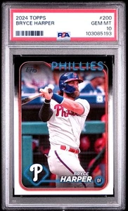 2024 TOPPS BRYCE HARPER PSA 10 POP 48 #200 PHILADELPHIA PHILLIES - Picture 1 of 2