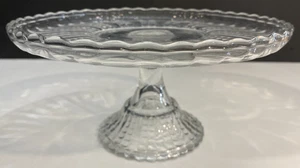 Vintage 8,5" Runde Federal Klarglas Windsor Kuchen/Torte Platte Ständer auf Sockel. - Bild 1 von 7