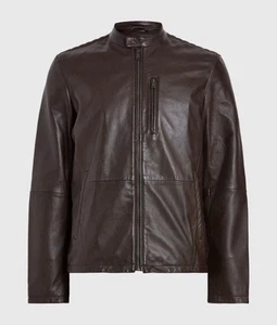 $698 MSRP John Varvatos Dark Brown Racer Leather Jacket Men’s Size Large NWT - Picture 1 of 16