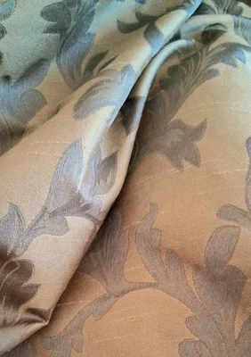 Vintage Gold Damask Floral Upholstery Drapery Fabric  60" W X  60" - Image 1 of 4