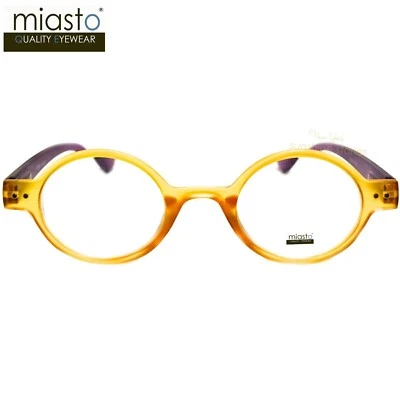 (2 PARES) GAFAS DE LECTURA MIASTO "CIAO ITALY" PEQUEÑAS REDONDAS OVAL + 1,75 AMARILLO MORADO Foto 1 de 2