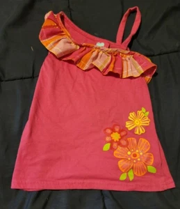 What A Doll Girls Asymmetrical Pink With Plaid Fringe Tank Top Size 6 - Picture 1 of 7