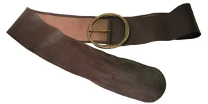 Breiter Ledergürtel Messing verzierte Schnalle Gold Strass Adju 36"-40" L 3,25" breit - Bild 1 von 10