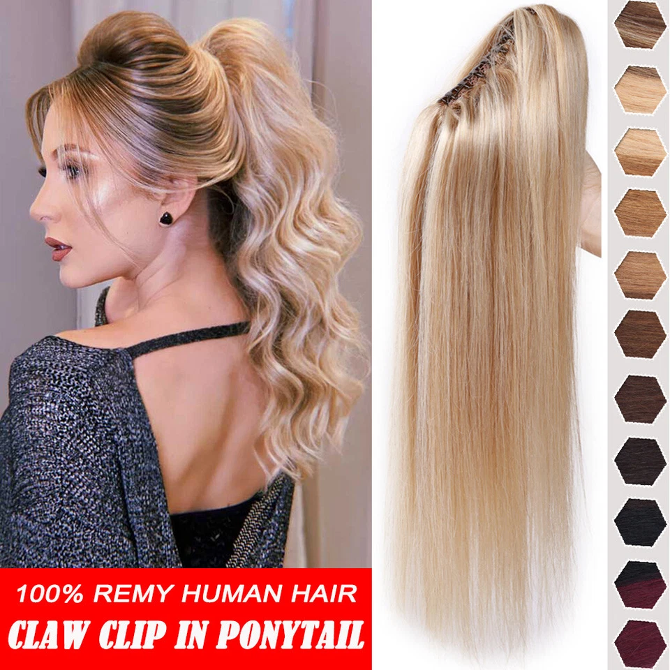 Extensiones de cola de caballo 100 % cabello humano cola de caballo clip en extensiones LIQUIDACIÓN ONDULADO rizado Foto 1 de 4