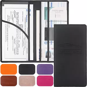 Premium Car Registration & Insurance Card Holder with Magnetic Shut, Vehicle Glo - Picture 1 of 18