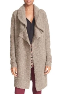 New Joie 'Yanet' Drape Front Long Cardigan In Light Heather Topaz Size L $298 - Picture 1 of 11