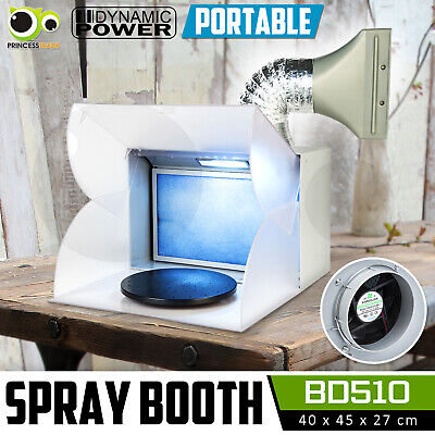 Spray Booth LED Air Brush Extractor Hose Turntable Filter Exhaust Fan Portable • 89$