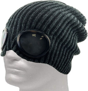 Goggle Lens Beanie Winter Hat Cuff Knit Ski Skull Cap Outdoor Sports