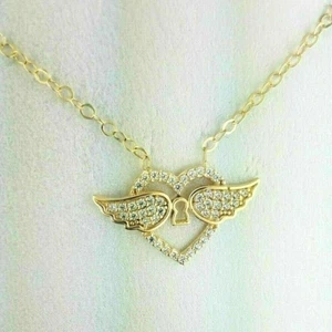 Colgante de corazón de diamante simulado de corte redondo de 1,40 quilates enchapado en oro amarillo 14 K - Imagen 1 de 4
