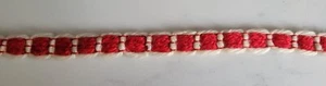 Neu Vintage 1960-1970er ~ Einfassung 1 Yard Borte rot weiß Kleidung Haus Handwerk   - Bild 1 von 4