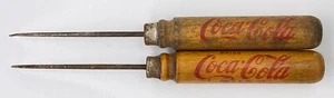 Vintage Coca-Cola 8” Ice Picks Wood Handle Advertising PROMO PAIR LOT OF 2 READ - Picture 1 of 7