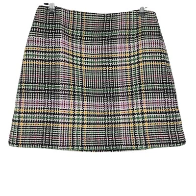 Mini Falda Ann Taylor LOFT Acampanada Lana Multicolor A Cuadros Cremallera Forrada Nueva con Etiquetas Talla 8 Foto 1 de 4