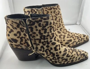 Sam Edelman Leopard Print Heels/ Booties Made With Real Fur Size 8 - Picture 1 of 9
