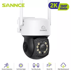 Cámara de vigilancia inalámbrica SANNCE 3MP WLAN PT Cam Two Way Audio color visión nocturna - Imagen 1 de 13