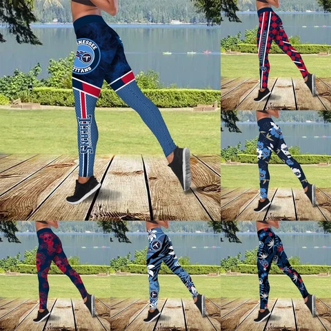 Tennessee Titans Women's Stretch Leggings Workout Fitness High Waist Yoga Pants Cover