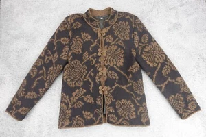 Peruvian Connection Cardigan Sweater Women Medium Alpaca Floral Art To Wear - Picture 1 of 12