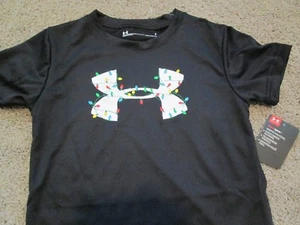 BRAND NEW Boys UNDER ARMOUR Blk w/ Wht Big Ua Logo Xmas Lights Sz 4 $1.99 SHIP! - Picture 1 of 5