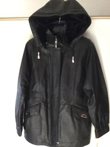 Croft & Barrow Damen Hoodie Lederjacke schwarz Gr. S gefüttert Tasche neu mit Etikett - Bild 1 von 23