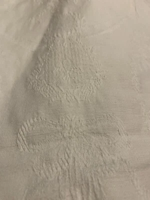 Nappe Ancienne En Coton Damassé  - Thème "fleurs et nœuds"/4691M0 - Photo 1/4