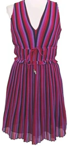 Ramy Brook Mckenzie Smocked Waist Mini Sleeveless Striped Dress PASCO Size 2 - Afbeelding 1 van 4