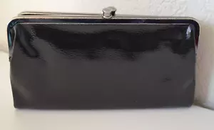 Cartera sin asas Hobo Lauren charol negro lotes de tarjetas de almacenamiento identificación efectivo - Imagen 1 de 15