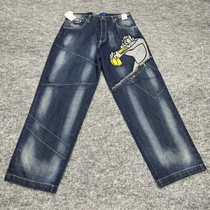 Lot 29 Luxe Taz Jeans Mens 36 Blue Denim Baggy Wide Leg Skater Looney Tunes Y2K - Picture 1 of 16