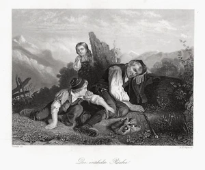 Der entdeckte Räuber. Originaler Stahlstich, gestochen von Payne um 1850 - Bild 1 von 1