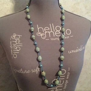 Collana lunga fatta a mano perle finte blu di carta 30" - Foto 1 di 2