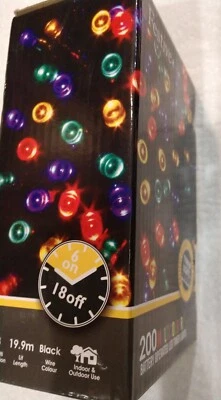 Festive Christmas Lights Battery Operated Timer LED Multi Color 200 bulbs BOXDMG - Image 1 of 4