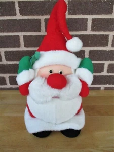 De colección Papá Noel 16" Peluche Relleno De Pie Gordito Manos Sobre Orejas - Imagen 1 de 4