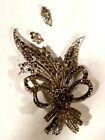 Antique Silver Marcasites & Large Pin Brooch with Damage Steampunk Repair #YY318
