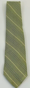 Hickey Freeman Necktie Mens Green Striped 100% Silk Knit Classic Designer Formal - Picture 1 of 8