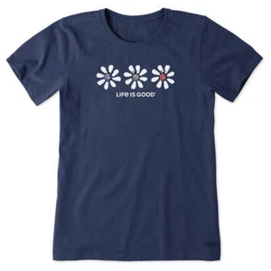 Life is Good 129122 - Women's Daisybug Trio Crusher Tee - Darkest Blue - Picture 1 of 3