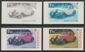 2743 - TANZANIA 1986 MOTORING - ROLLS ROYCE set of 4 PROGRESSIVE COLOUR PROOFS - Picture 1 of 2