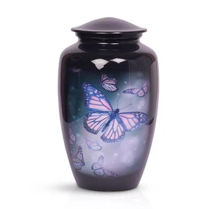 HLC Lovely Butterfly Black Finish Cremation Urn for Human Ashes - Funeral Urn - Picture 1 of 7