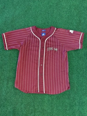 Camiseta deportiva de béisbol de algodón mediana vintage a rayas Starter Texas A&M Aggies Foto 1 de 4