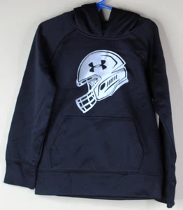 Under Armour Boys Black Football Hoodie Sweatshirt Size 4 - Picture 1 of 4