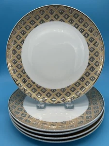 5 Stck. Handwerker Geschirr Co Salat Gold + Schwarz Deko Rand NEU @ 7-7/8 Zoll MAYA? - Bild 1 von 5