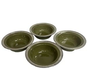 Match Italy Convivio Green Porcelain Pewter 7 7/8" Cereal Soup Bowls Set Of 4 #1 - Picture 1 of 19