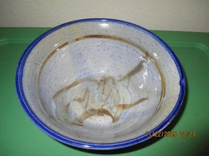 Michael Biechlin Neu blau/grau Künstler Keramik Servierschüssel (USA) 3 1/2 x 9" - Bild 1 von 4