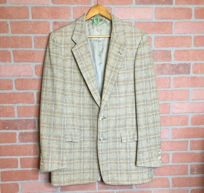 Jaqueta Blazer Xadrez Masculina Vintage Christian Dior Monsieur Bege Claro 40 - Imagem 1 de 4