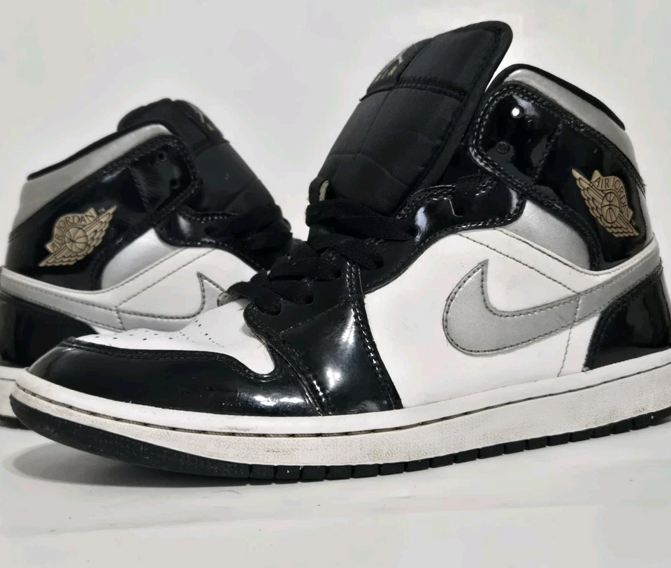 Nike Air Jordan Zapatos Para Hombres 8.5 1 Mid SE Patente Negro Plata Dorado HV0789-010 Foto 1 de 4