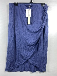 MAX Studio Skirt Navy Blue Size Large Side Pleated Tulip NWT - Picture 1 of 7