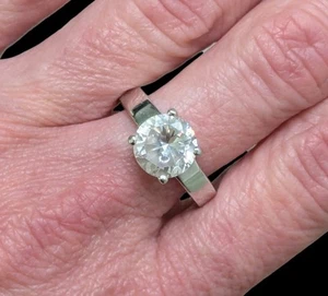 Cubic Zirconia Round Solitaire 925 Sterling Silver Ring Size 8.75 - Picture 1 of 11