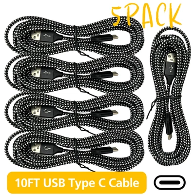 Lote de 5 cables cargadores rápidos USB tipo C largos para Samsung Galaxy S20 S21 S22 S23 S24 Foto 1 de 4