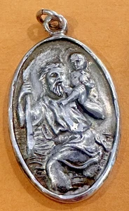 Credo "San Cristóbal" Medalla Plata de Ley 925 Dije Religioso De Colección - Imagen 1 de 6