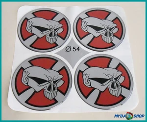 4x Silicone Sticker Skull ∅= 54mm for Hub Caps Emblems Sticker New - Picture 1 of 1