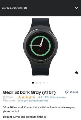 Samsung Galaxy Gear S2 44mm Dark Gray Case with Rubber Band (Unlocked) - Image 1 of 4