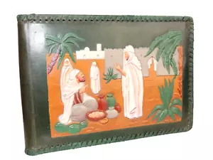 Bel album photo ancien au décor oriental 1940/50. Plein chameau 35x23cm - Foto 1 di 5